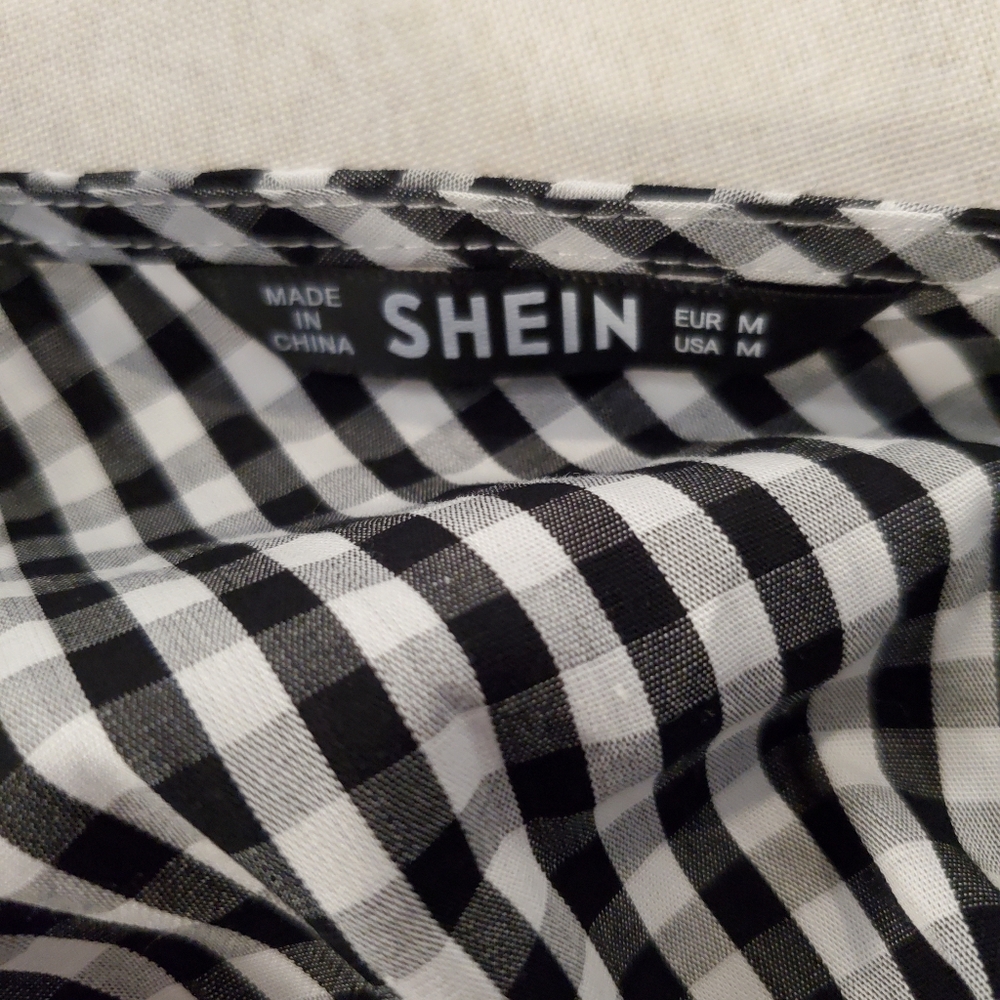 Gingham Overall Dress SHEIN Size M GUC - Picture 4 of 4